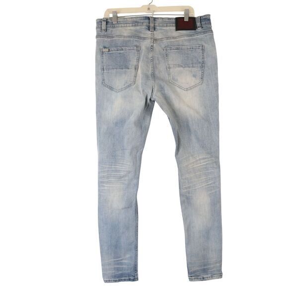 Serenede Jeans Men's 36x32 Blue Denim Distressed Skinny Slim Light Wash Ripped - Picture 9 of 14